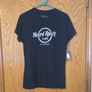 Hard Rock Cafe Black Tee with Silver Logo PITTSBURGH
